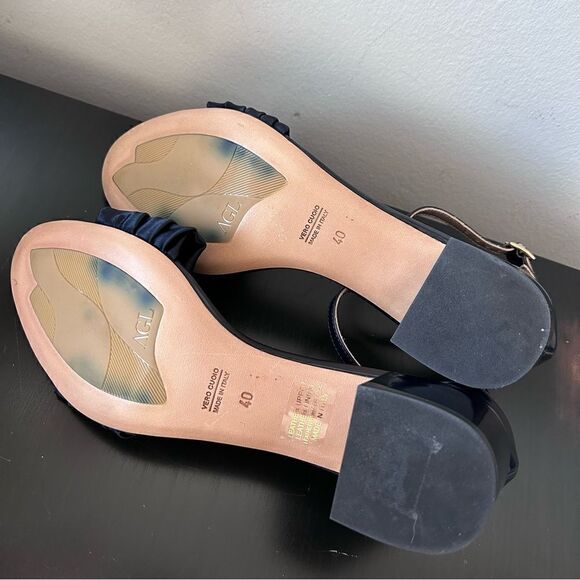 AGL Satin Top All leather sandals in navy blue - Picture 5 of 11